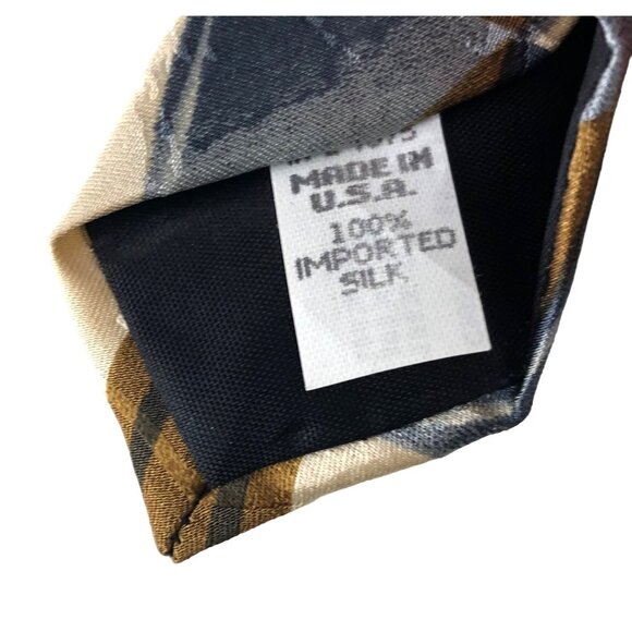 Courthouse Square 100% Silk Mens Geometric Multicolor Tie Necktie Gray Brown - Picture 6 of 7